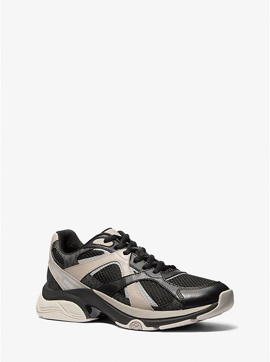 Michael Kors Mixed Material Athletic Sneakers Black Grey (42S5LEFS5D-BLACK) Men