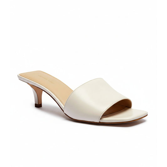 Michael Kors White Leather Kitten Heel Sandals (40S5MMMS1L-WHITE) Women