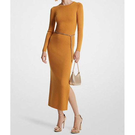 Michael Kors Chain Belt Midi Dress Brown, Women