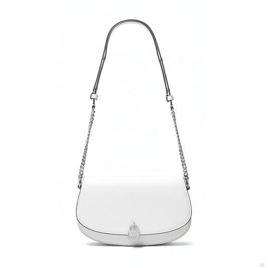 Michael Kors Mila Saddle Crossbody Bag Optic White, Women