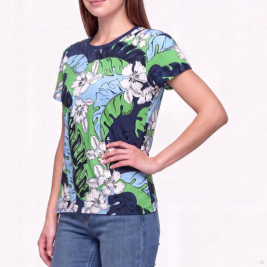 Moschino Tropical Floral T-shirt Multicolor (A07049413-1305), Women