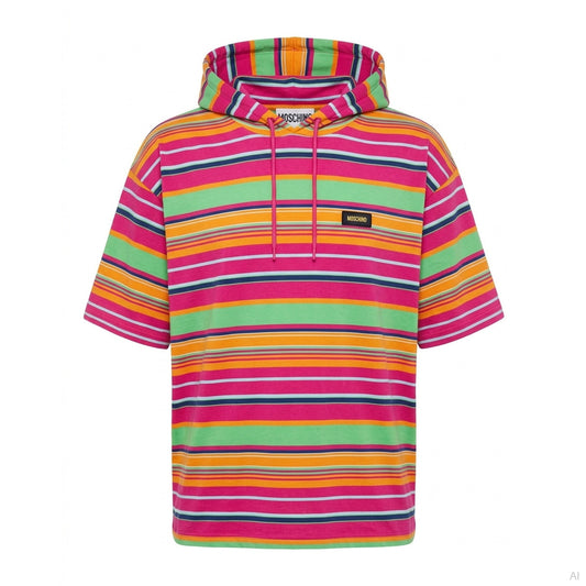 Moschino Multicolor Stripe Hooded T-shirt (A07129423-1888), Men