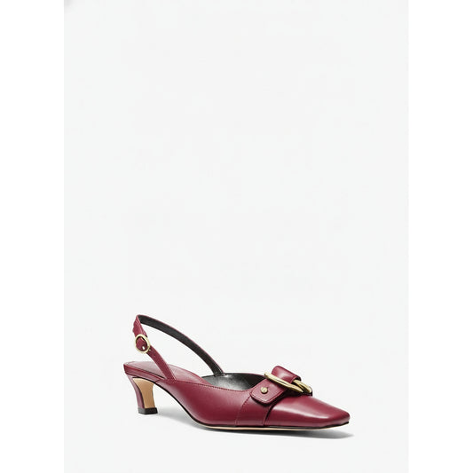 Michael Kors Jaden Burgundy Leather Slingback Kitten Heel, Women