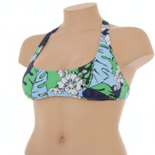 Moschino Tropical Print Halter Bikini Top Blue Green (A57039407-1305) Women