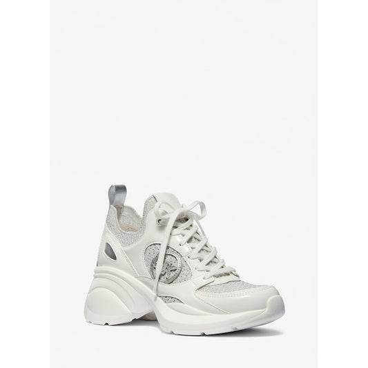 Michael Kors Olympia Silver Metallic Chunky Sneakers (43S5ZUFP3D-SILVER) Women