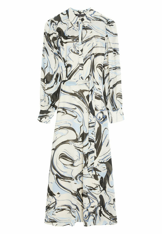 Marks & Spencer Marble Print Tie Waist Midi Shirt Dress White (QM421C0GA-A11) Women