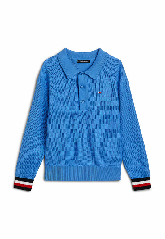 Tommy Hilfiger Polo Collar Signature Cuff Jumper blue (TO124G0LQ-K11) Kids