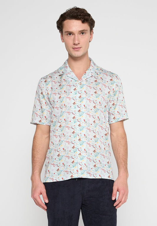 AOP viscose resort collar S/S Men
