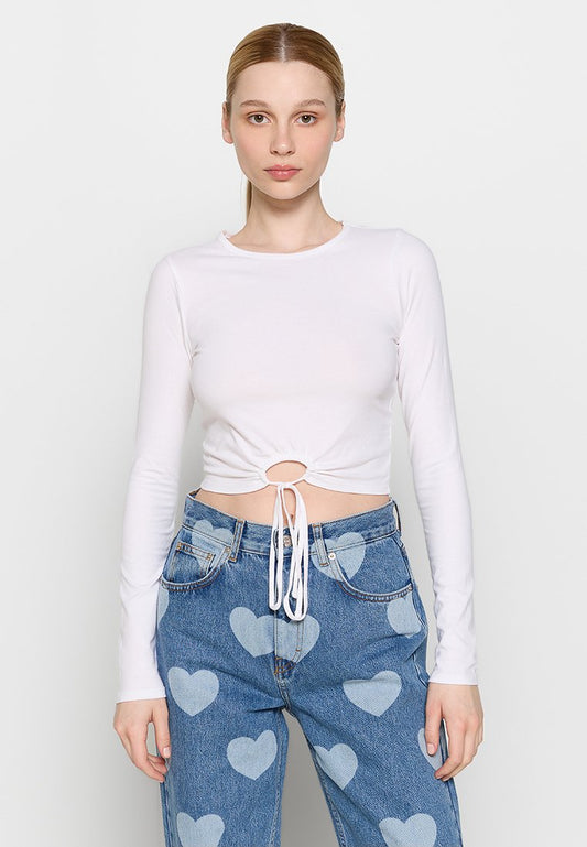 Hollister Co. DTC FT LS TREND CF CINCH CUT OUT WRAP AROUND 4CC $24.95 White (ZZO2EUK26-S00) Women
