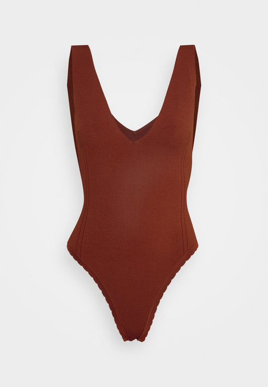 Victoria Beckham OPEN BACK V NECK BODYSUIT Brown (V0921E038-O11) Women