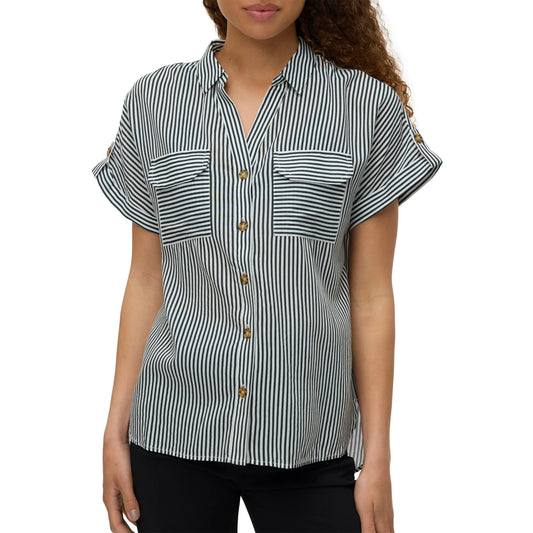 Vero Moda Bumpy Woven SS Top (10310139-PINEGROVE) Women