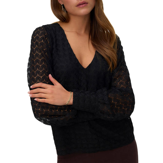 Vero Moda Becca LS Lace Top (10336137-BLACK) Women