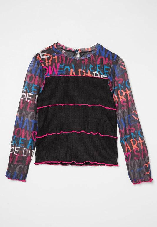 Desigual KNIT T SHIRT LONG SLEEVE Black (ZZO2JH903-Q00) Kids