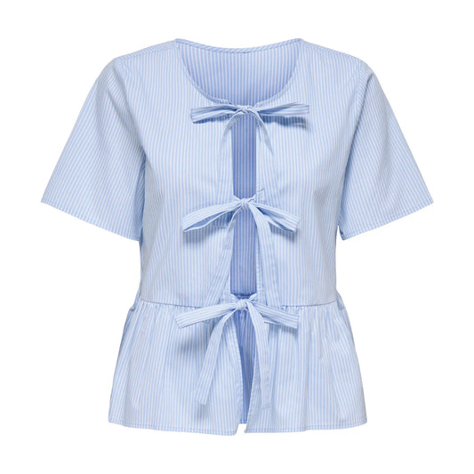 JDY Mio Reversible String Blouse (15347616-CASHMEREBLU) Women