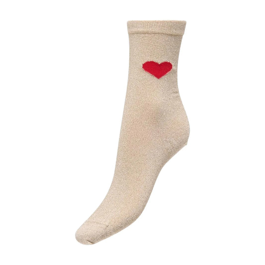 Only Norma Glitter Heart Socks (15371132-OATMEAL) Women
