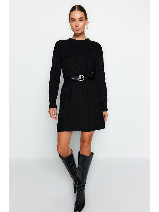 trendyol Knitted Dress Black Women
