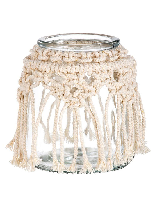 GILDE Lantern "Makramee" Beige (W)12 x (H)13 cm Unisex