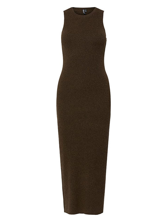 Pieces Knitted Dress Brown Women
