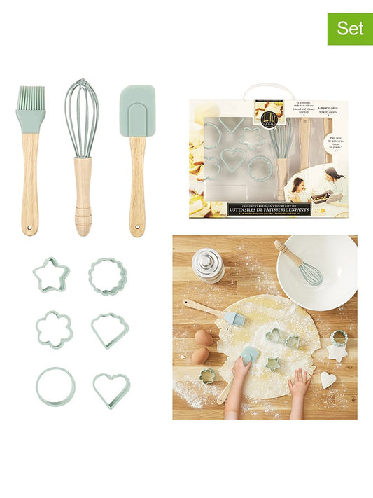 The Home Deco Kids 9-Piece Children's Baking Set Light Blue / Natural Unisex
