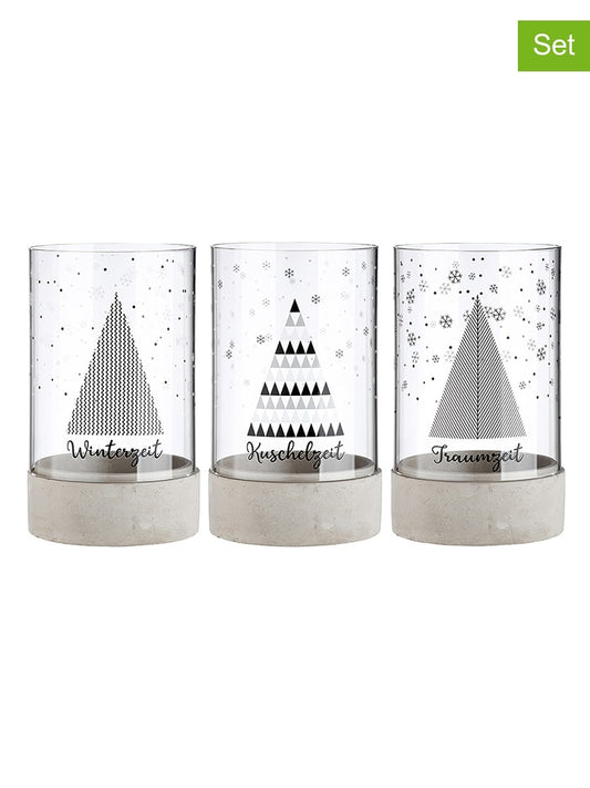 GILDE 3-Piece Set: Lantern "Winterzeit" Grey (H)25,5 x Ø 14,6 cm Unisex