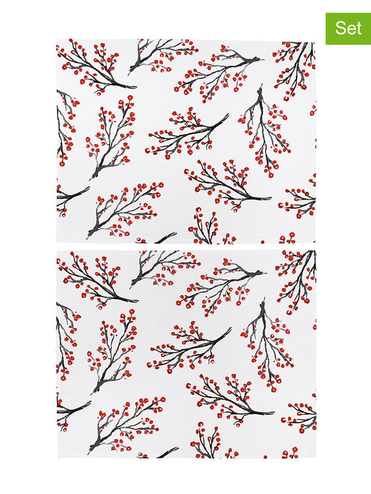 Butter Kings 2-Piece Set: Placemat "Rowan berries" Red / Black / White (L)35 x (W)45 cm Unisex