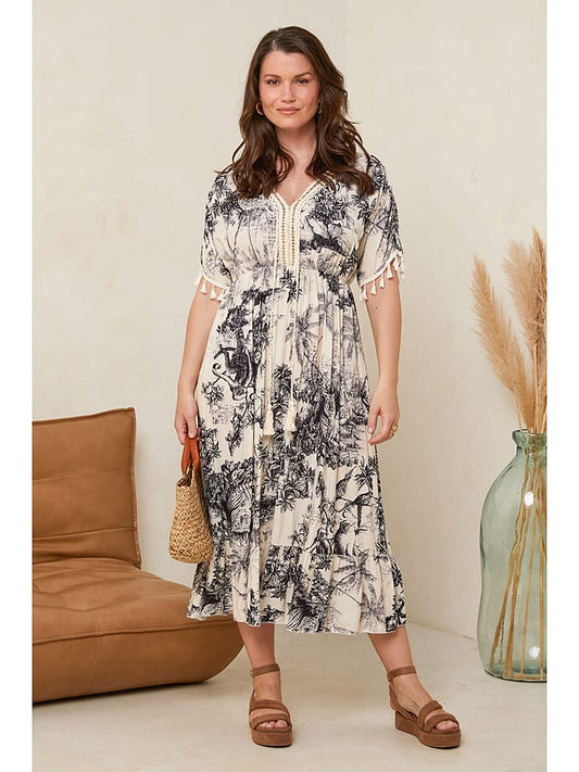 Curvy Lady Dress Black / Cream Women