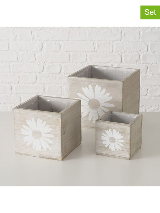Boltze 3-Piece Set: Plant Pot Covers "Daisie" Beige Unisex