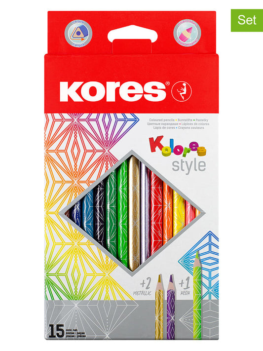 Kores 2-Piece Set: Coloured Pencils "Kolores Style" Multicolour 2x 15 pcs Unisex