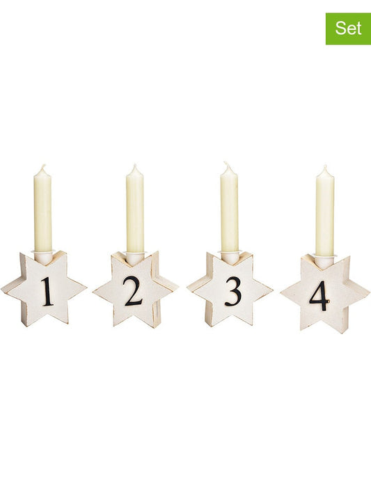 G. Wurm 4-Piece Set: Candle Holder "Adventsgesteck" White (W)11 x (H)9 x (D)4 cm Unisex