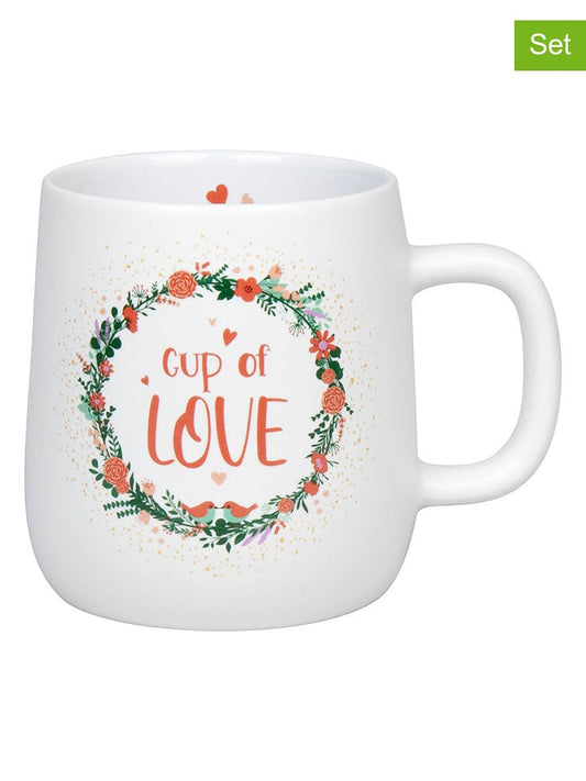 Könitz 2-Piece Set: Jumbo Mug "Cup of Love" White 395 ml Unisex