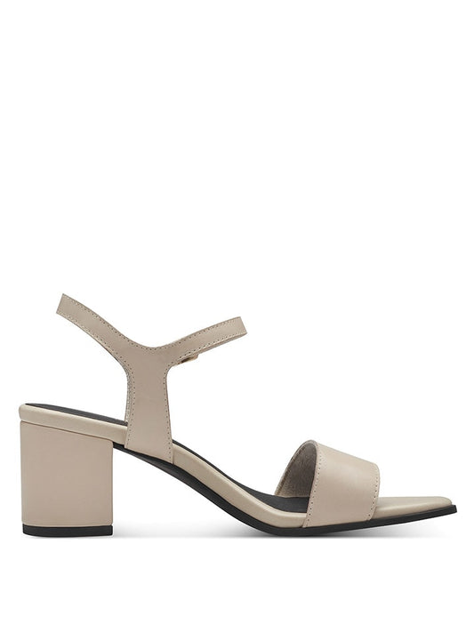 Marco Tozzi Leather Heeled Sandals Cream Women