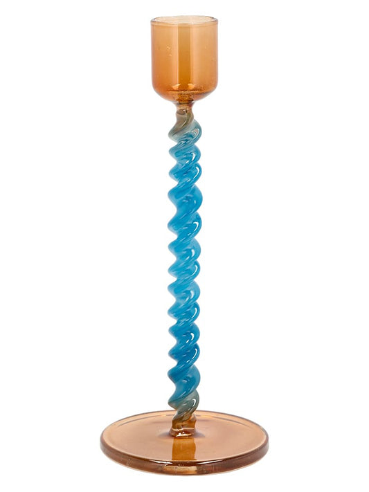 Villa Collection Candlestick "Vivid" Light Blue / Orange (H)16,3 x Ø 7,4 cm Unisex