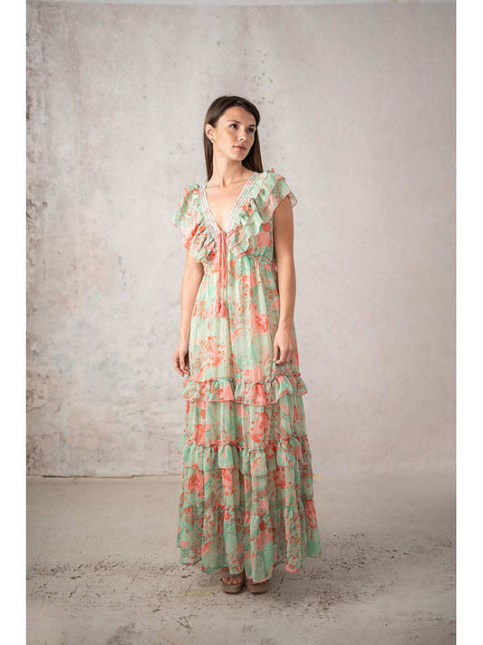 Lula Natura Dress Turquoise / Orange Women