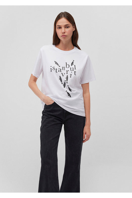 Mavi Istanbul Printed T-shirt - Regular White Women
