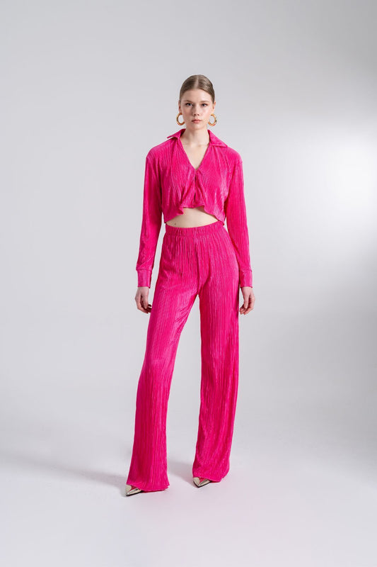 HOLLY LOLLY Elastic Waist Flexible Comfy Trousers Pink Women