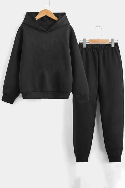 uyguntarz Children's Cotton Flexible and Comfortable Tracksuit Set Black Unisex
