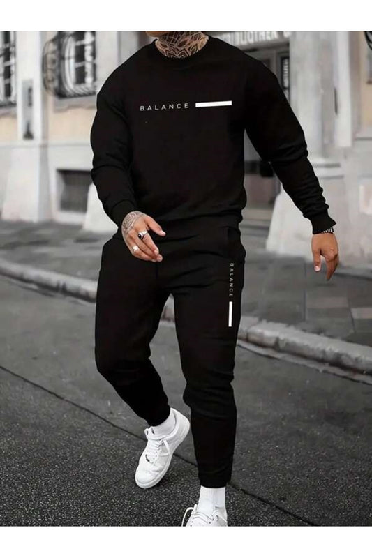 MOONBULL Men's Balance- Printed Tracksuit Set Black Men