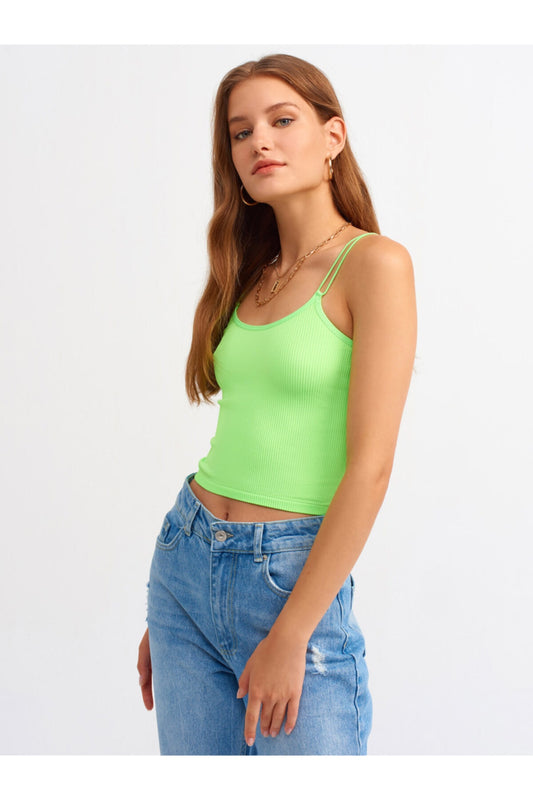 Dilvin Elastic Crop Top-neon Green Women