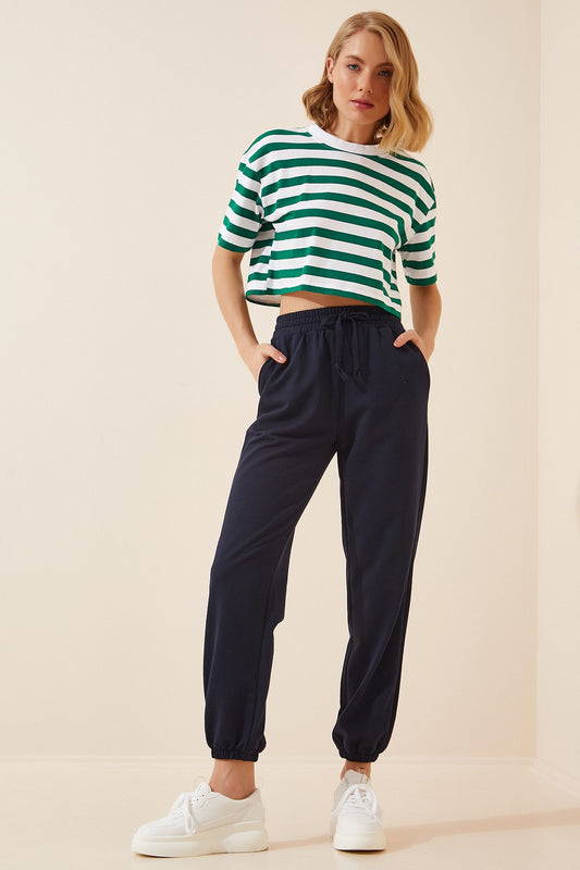 Happiness İstanbul Women's Navy Blue Pocket Sweatpants Women