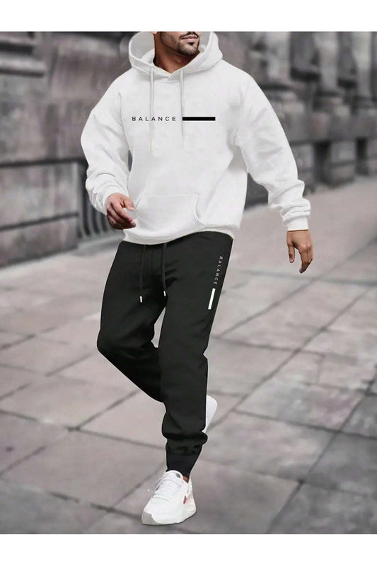 MOONBULL Men's Balance- Printed Tracksuit Set White-black Men