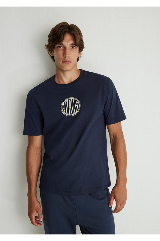 Mavi Mvjns Printed Navy Blue T-shirt - Loose Fit Men
