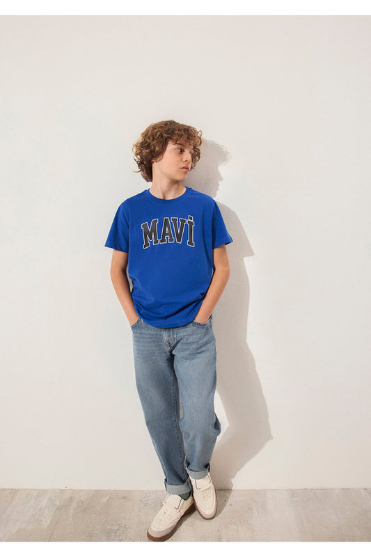 Mavi Logo Printed T-Shirt Regular Fit - Normal Cut Blue Men