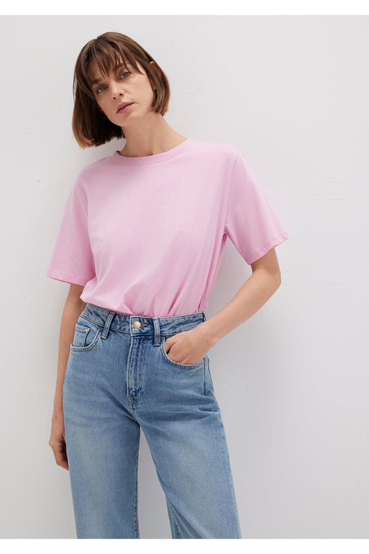 Mavi Bisklet Collar Pink Basic T-Shirt Regular Fit - Normal Cut Women