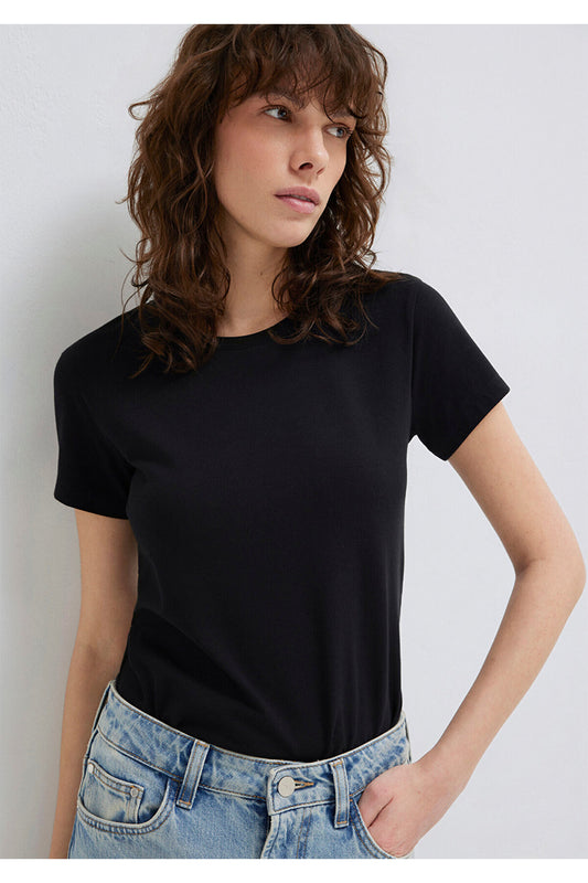 Mavi Stretch White Basic T-Shirt Fitted - Body Fitted Cutout Women