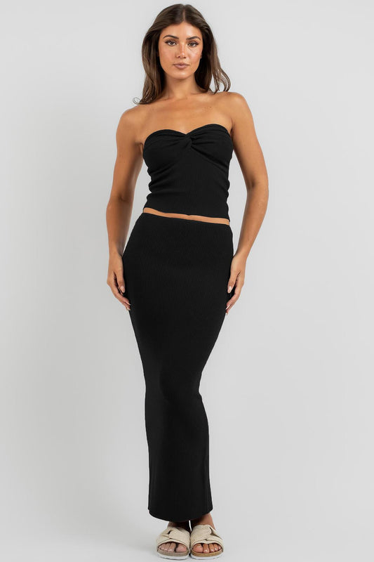 Madmext Black Basic Long Knitwear Skirt Women
