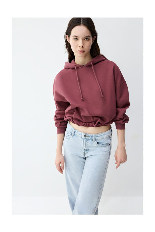 LEFTIES Woman Cropped Hoodie Dark Grey Women