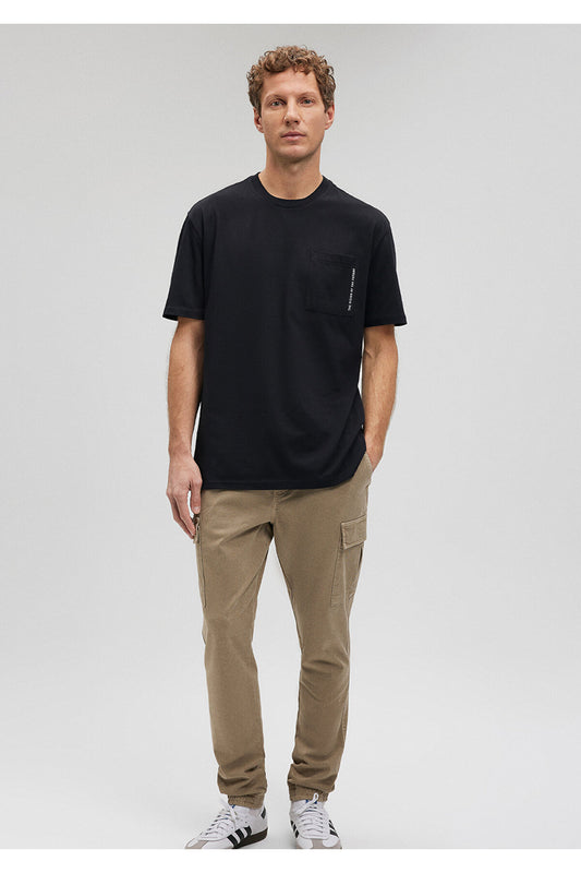 Mavi Pocket Detailed Black T-Shirt Loose Fit - Loosely Comfortable Cut Men