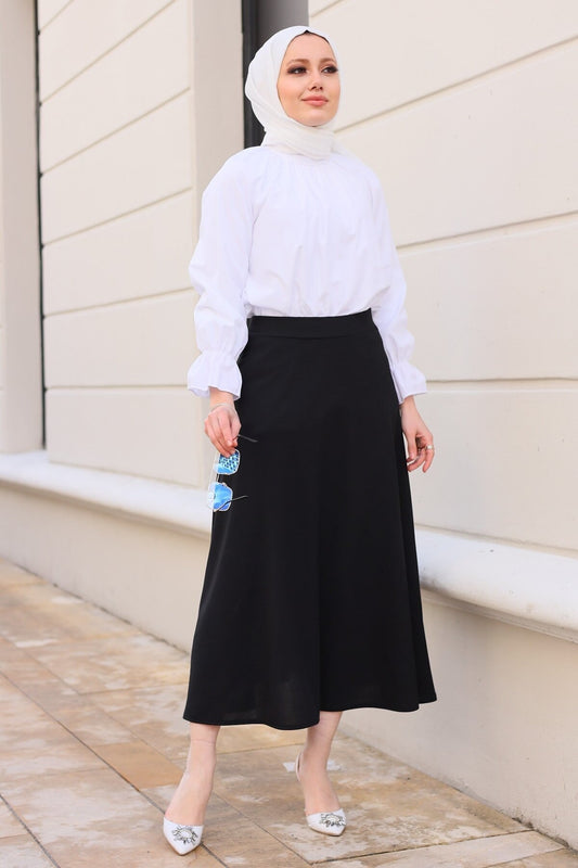 VOLT CLOTHİNG Black Flared Skirt Women