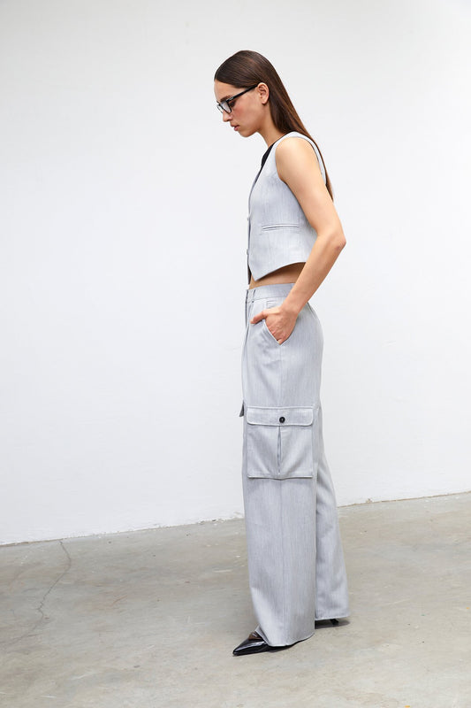 VATKALI High rise cargo trousers - Premium collection Light Gray Women