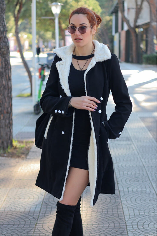 Barbora Winter Casual Stamped Women's Coat Black Women